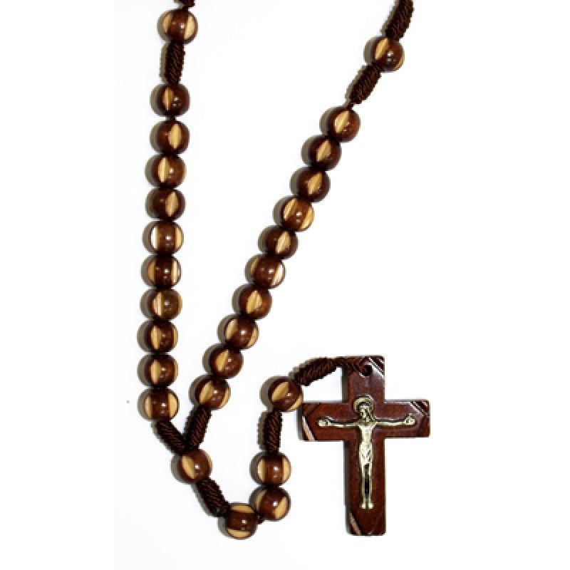 CORPUS  2- TONED BROWN WOOD ROSARY