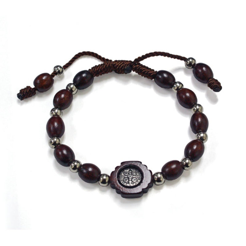 ST BENEDICT WOOD BRACELET HAND MADE/STRING
