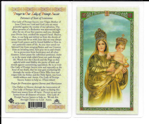 Laminated Prayer Card to Our Lady of Prompt Succor