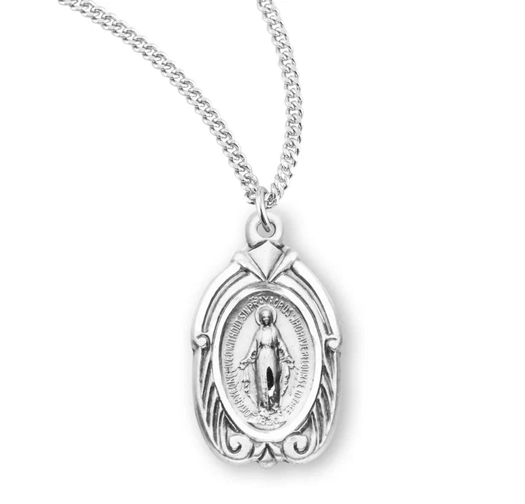 18"Sterling Silver fancy Miraculous Medal