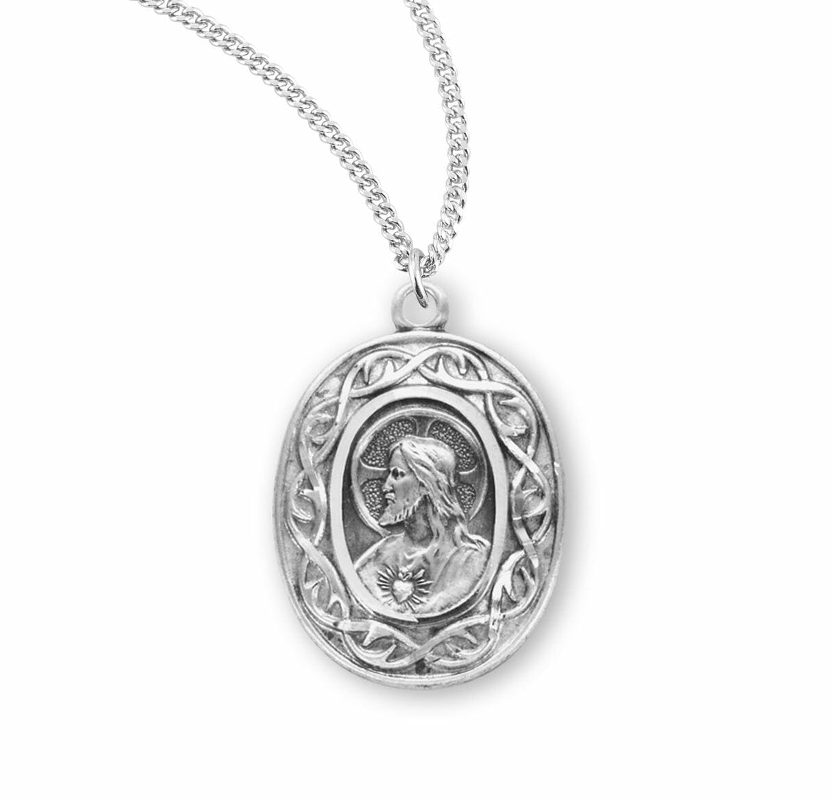 Crown of Thorns Sterling Silver Scapular Medal