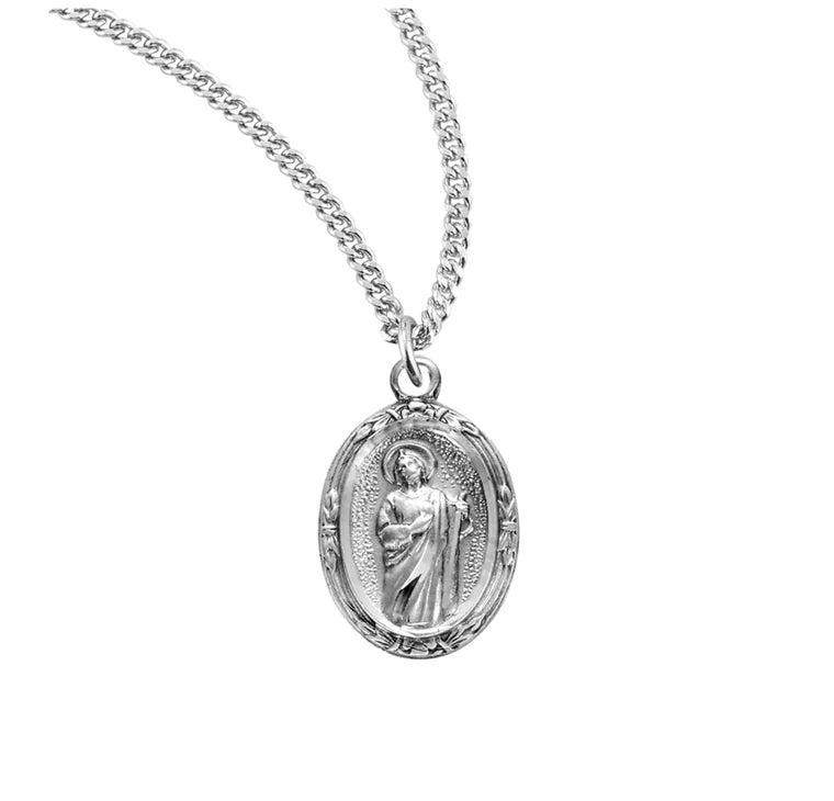 18"Saint Jude small Oval Sterling Silver Medal