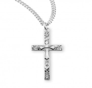 Sterling Silver Flower Tipped Cross