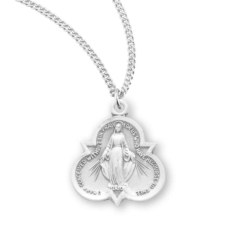 18" Sterling Silver trinity Miraculous Medal