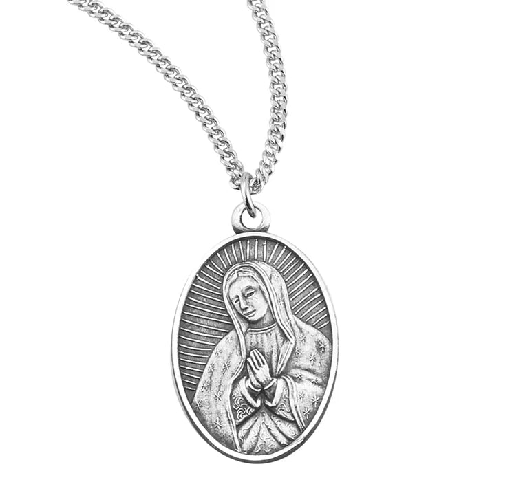 Our Lady of Guadalupe small Oval Sterling Silver Medal