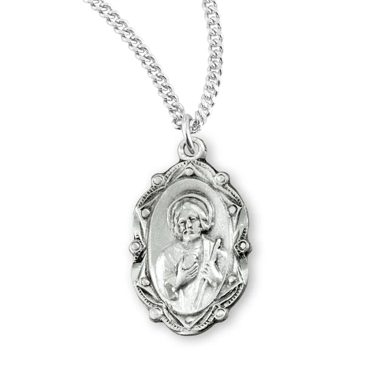 18"Saint Jude Oval Sterling Silver Medal
