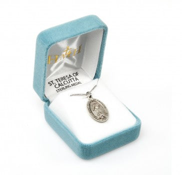 Patron Saint Teresa of Calcutta Oval Sterling Silver Medal