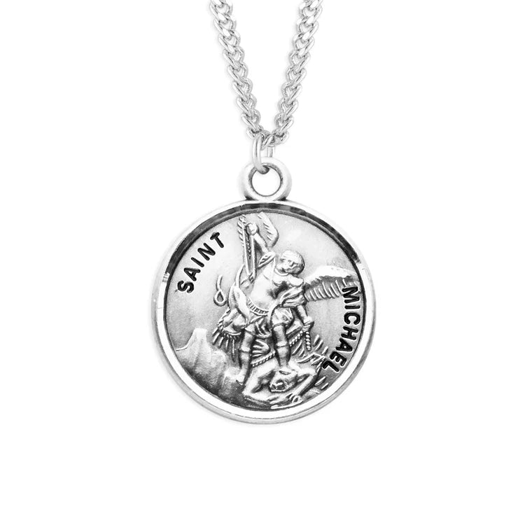 20" Saint Michael Round Sterling Silver Medal