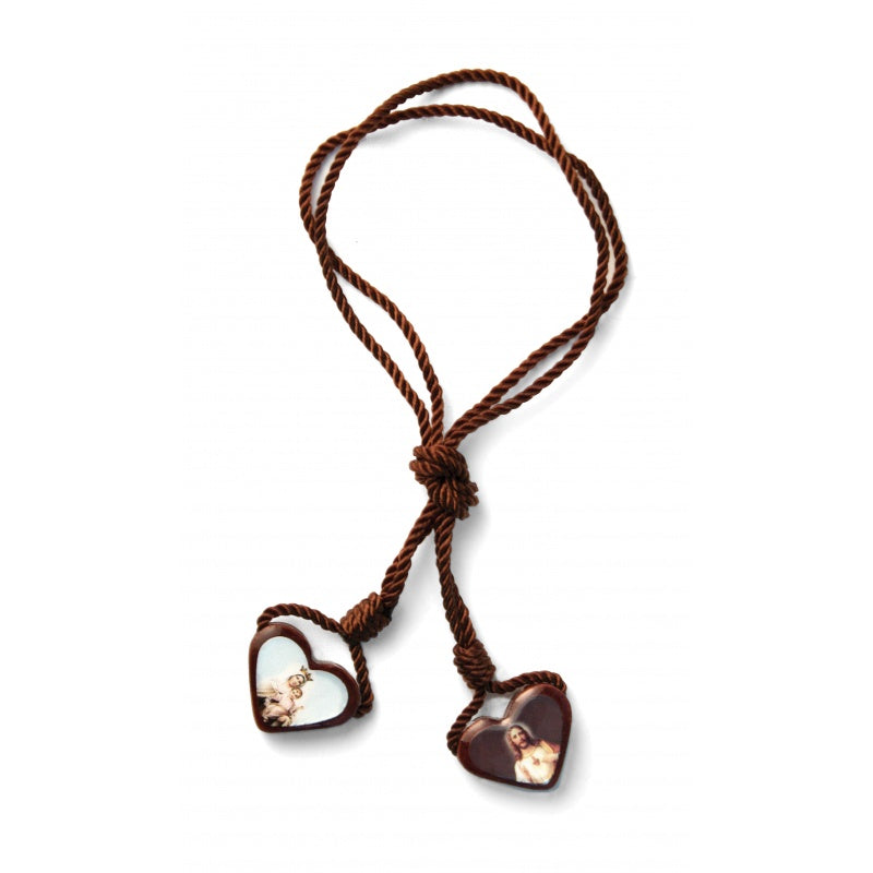 WOODEN HEART SCAPULAR OF  SHJ AND O.L. CARMEN