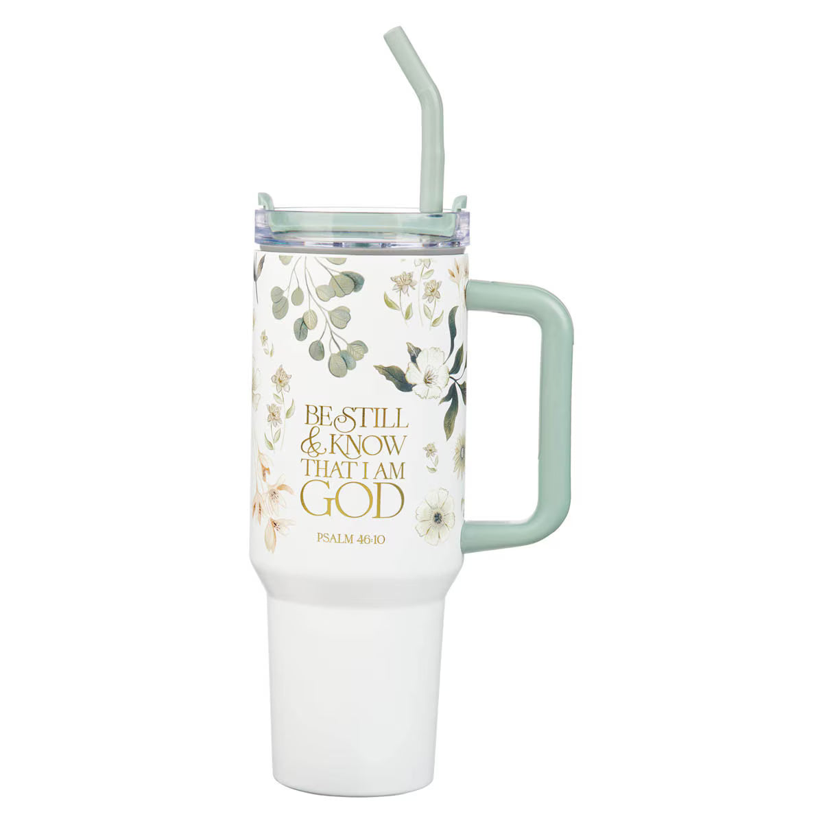 Be Still Teal Meadow 40 Oz Tumbler with Straw - Psalm 46:10 L-1R