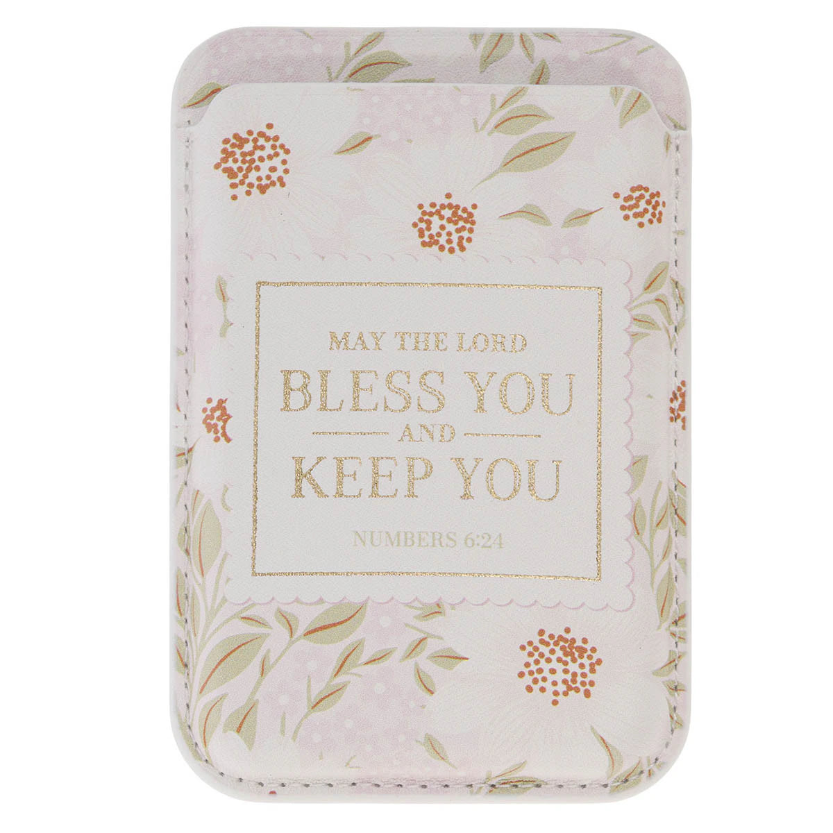 Bless and Keep You Blush Bloom Faux Leather Phone Wallet - Numbers 6:24