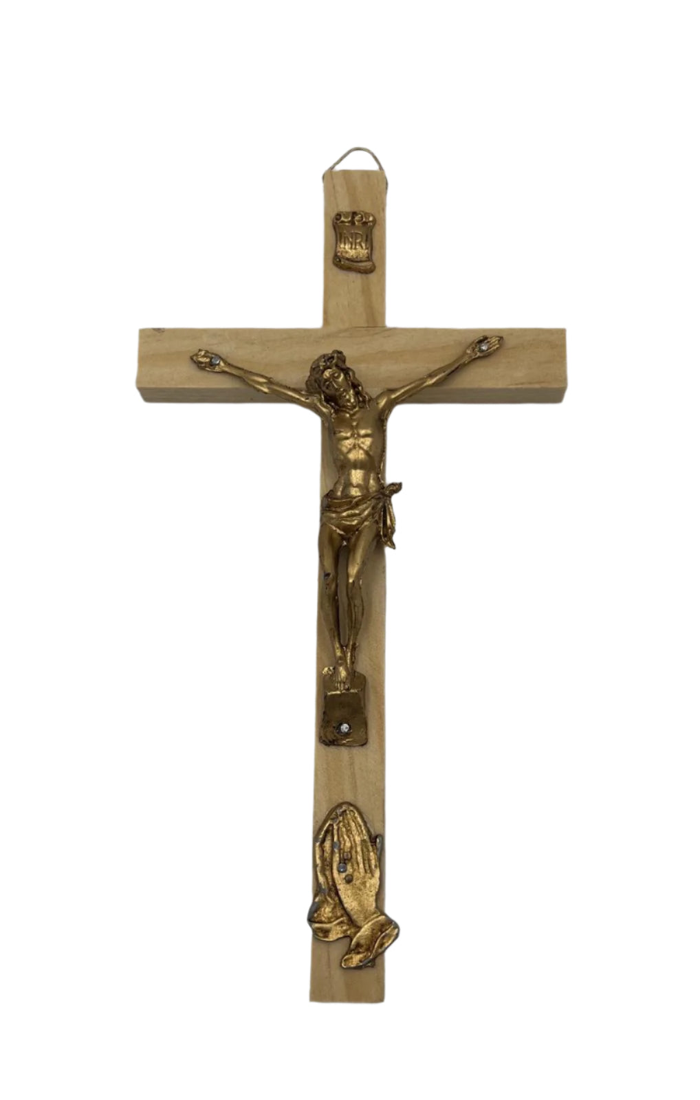 WOOD CROSS WITH GOLD CRUCIFIX C4-C