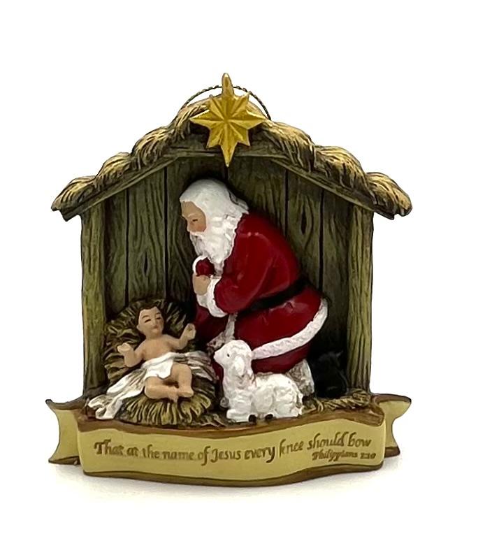 Kneeling Santa Ornament 3.5''H