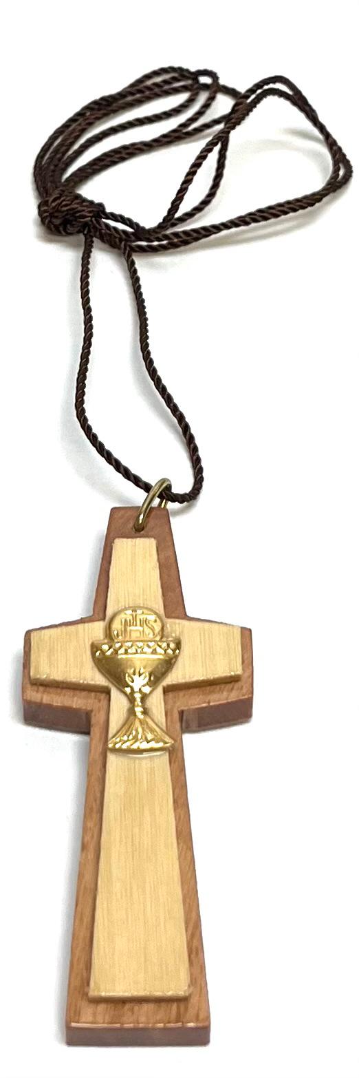Cruz Doble con Placa Forma de Caliz