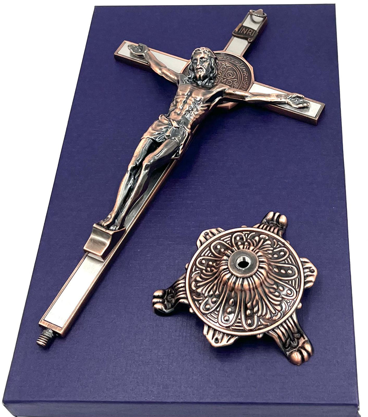 Bronze St. Benedict Altar Cross 13" Bronce Amarillo A-2