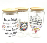 VASOS DE VIDRIO CON MENSAJE