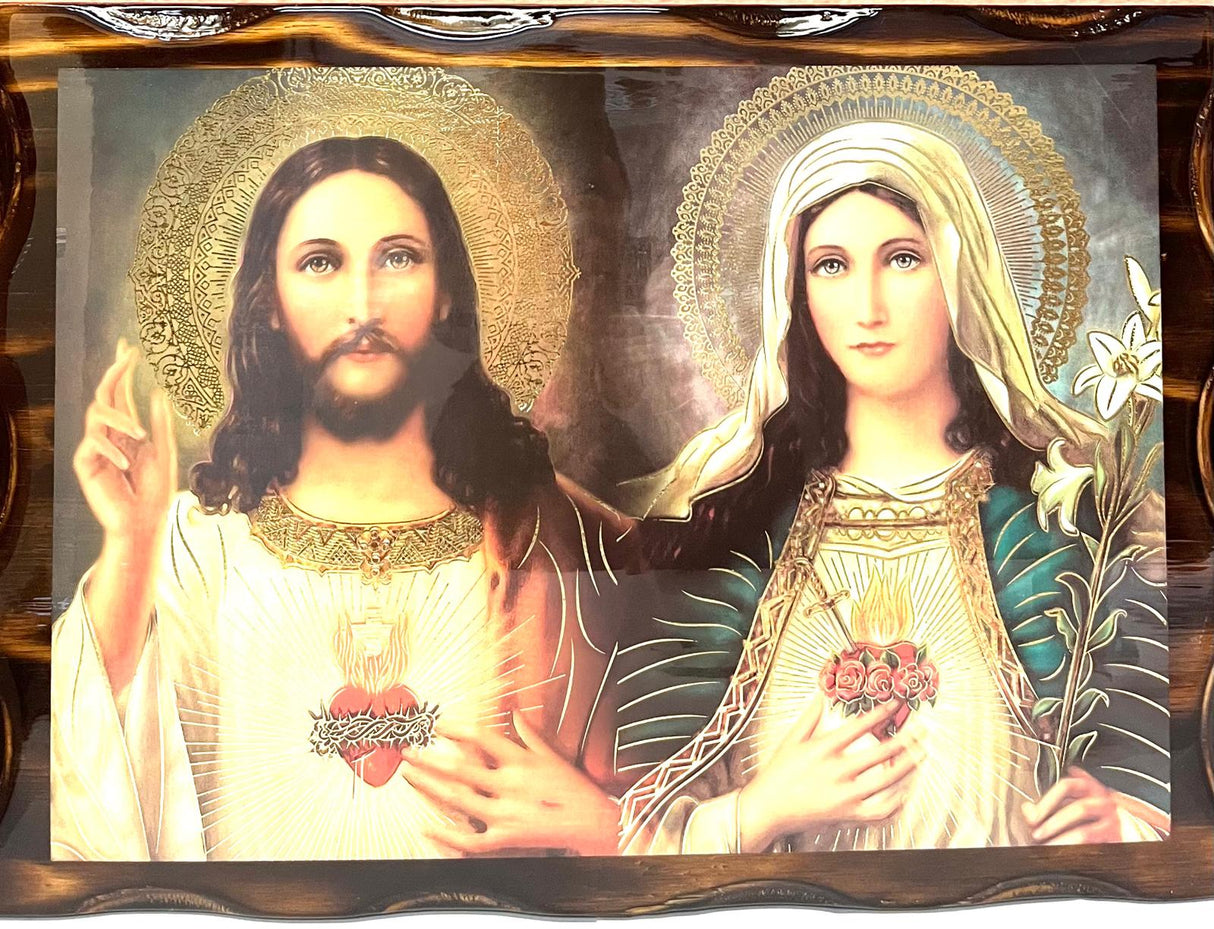 Cuadro Sagrados Corazones de Jesus y Maria 11X16