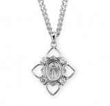 Miraculous Medal with 4 hearts blue