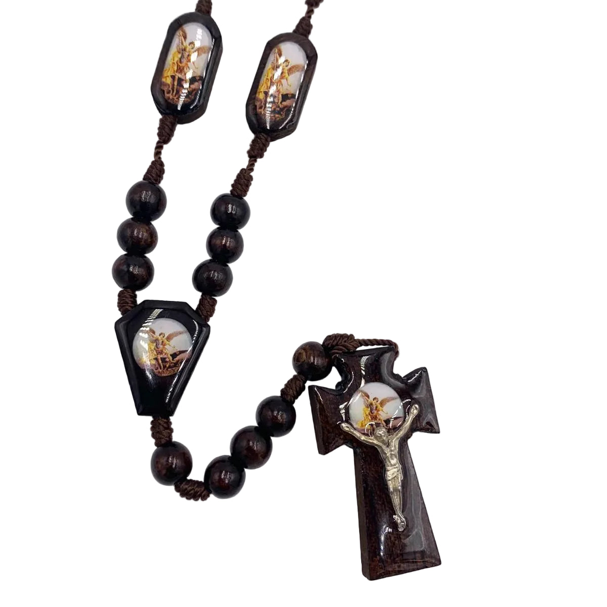 St. Michael Archangel Brown Wooden chaplet Rosary