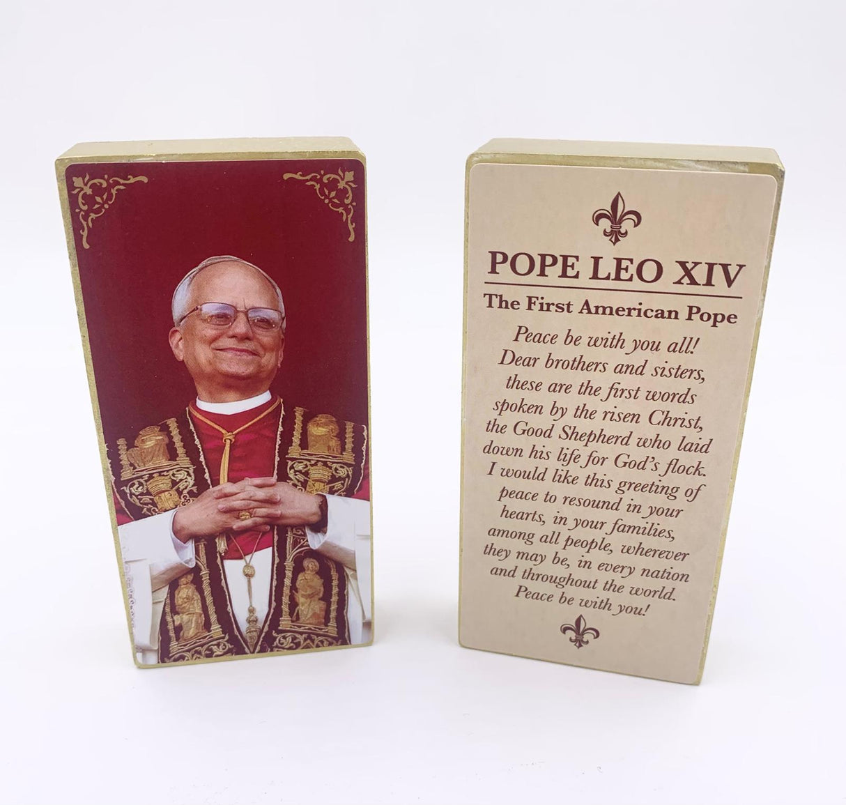 POPE LEO XIV WOOD BLOCK