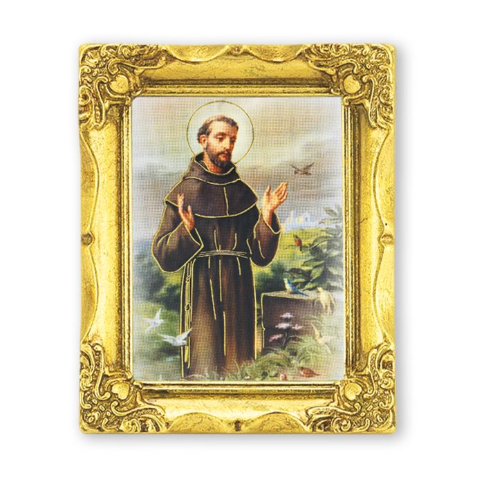 3" x 2" Antique Gold Frame with Saint Francis Print-P65