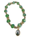 GOLD AND COLORFUL BRACELETS WITH DIFFERENT MEDALS