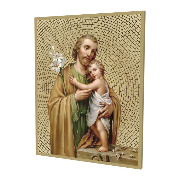 Gold Foil Mosaic Plaque of Saint Joseph.