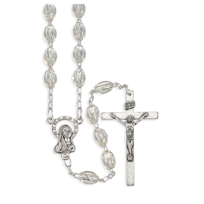 Oval Crystal Plastic Bead Rosary