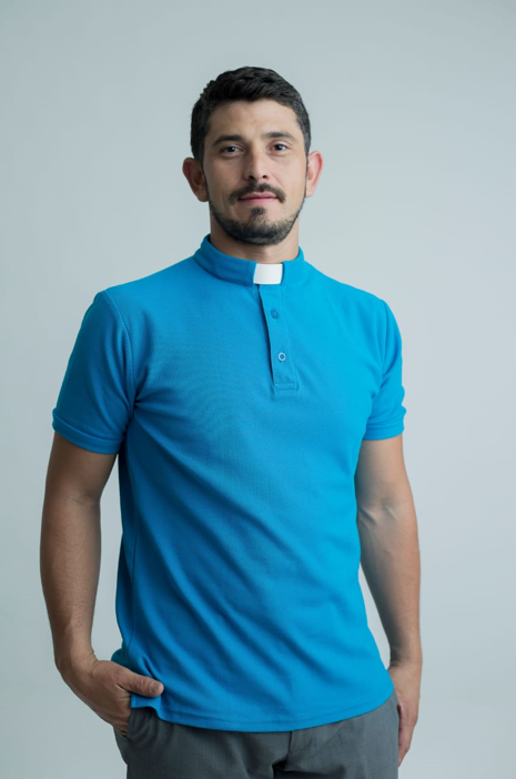 Priest polo shirt in Aqua Blue , 100% cotton