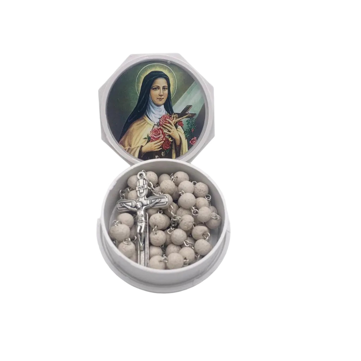 19"ST. THERESE GENUINE JAZMINE PETAL BEAD ROSARY