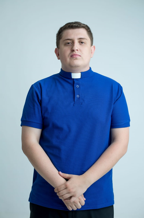 Priest polo shirt in blue, 100% cotton