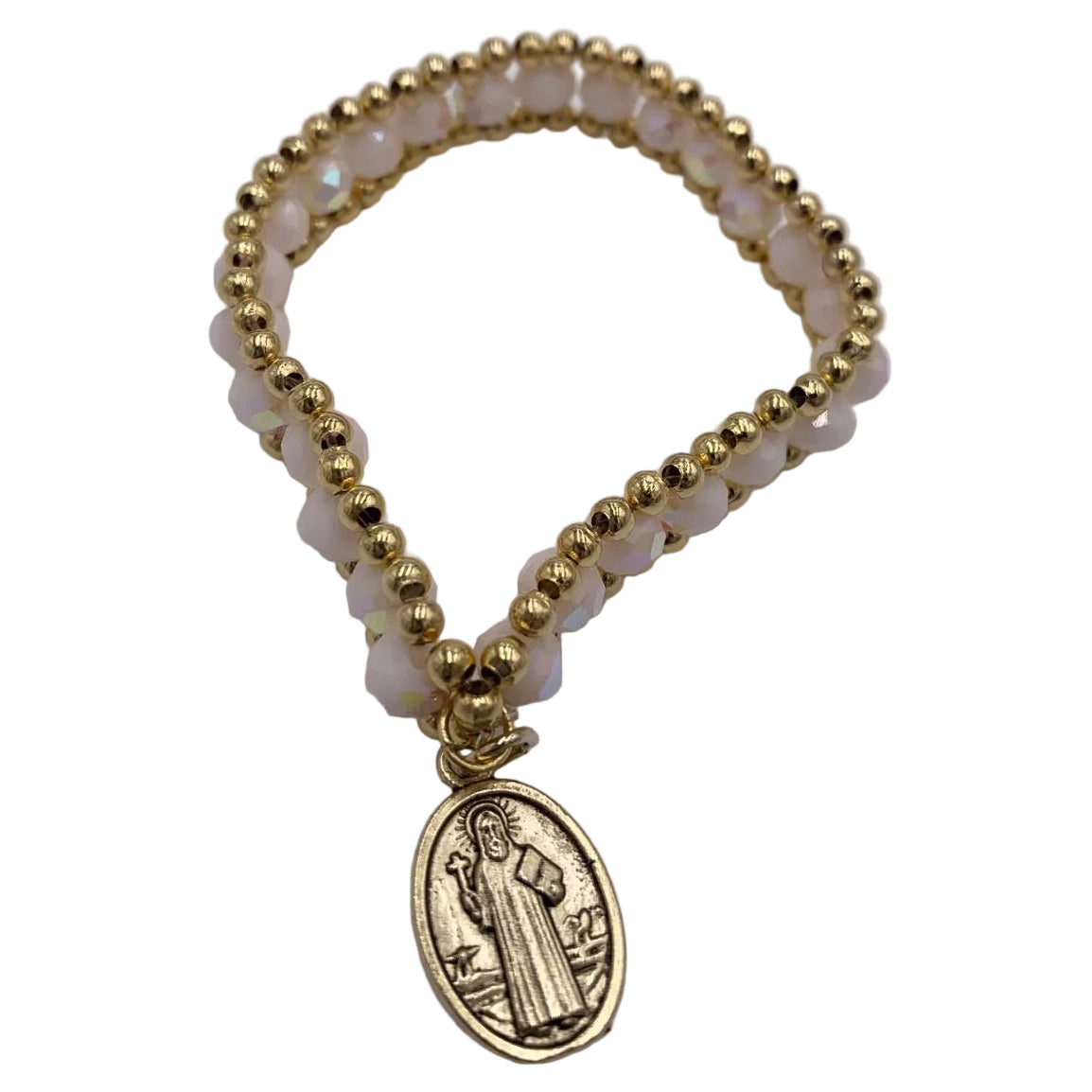 ST BENEDICT MEDAL BRACELET  WITH GOLD AND  DIFFERENT COLORS