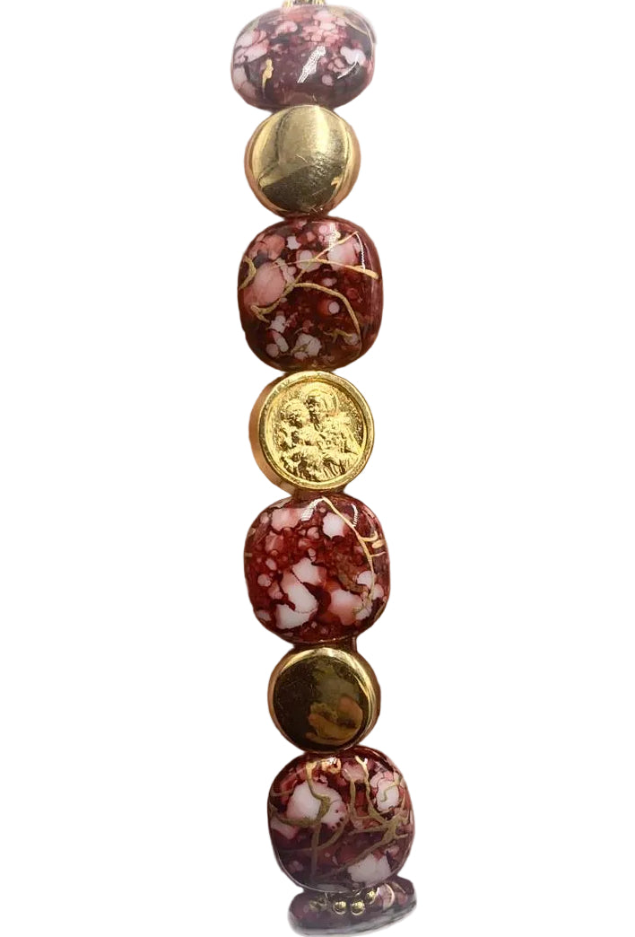 ST.JOSEPH & HOLY FAMILY RED WITH GOLD PENDANT