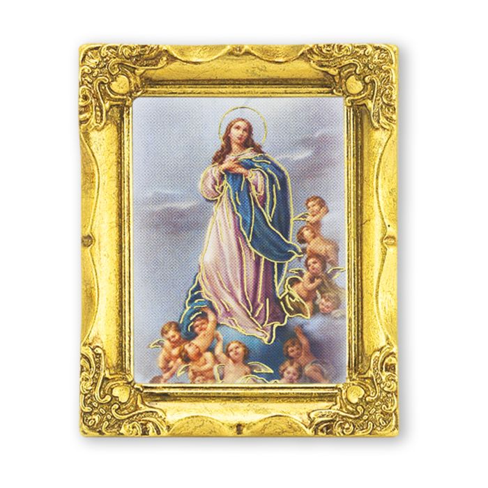 3" x 2" Antique Gold Frame with Immaculate Conception Print-P65