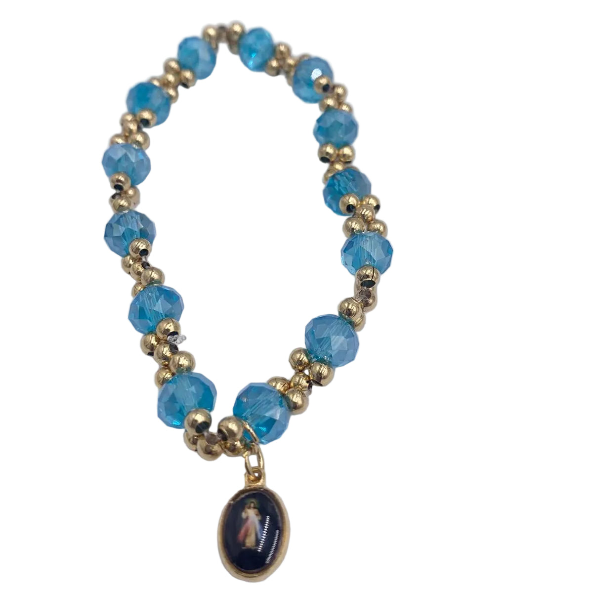 GOLD AND COLORFUL BRACELETS WITH DIFFERENT MEDALS