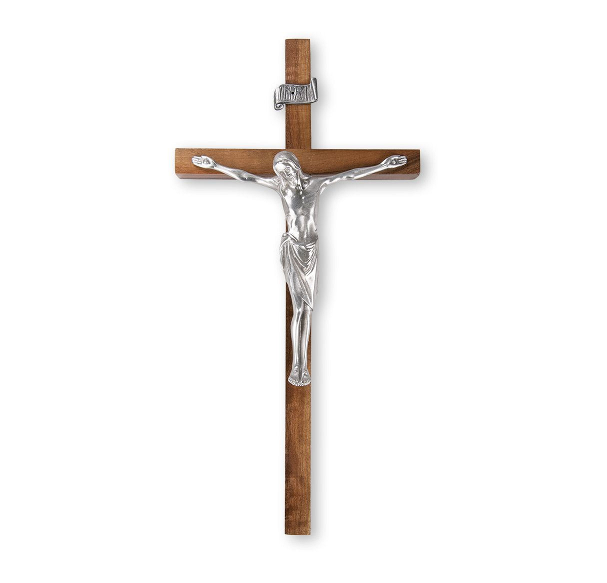 12" Walnut Cross with a Fine Pewter Corpus A-2 CUADROS