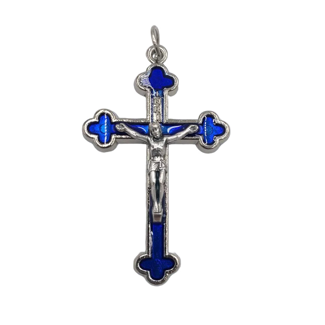 2" Silver Crucifix with Blue Epoxy