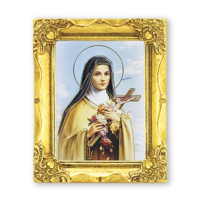 3" x 2" Antique Gold Frame with Saint Therese Print-P65
