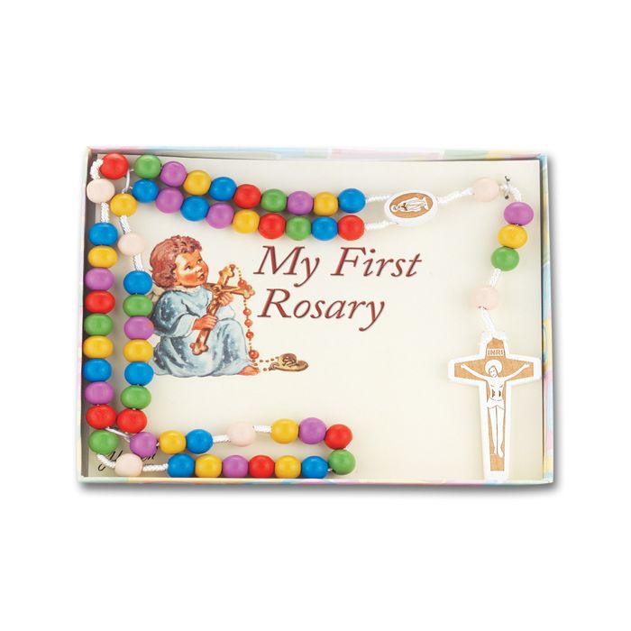 MULTICOLORED WOOD BEAD CORDED ROSARY