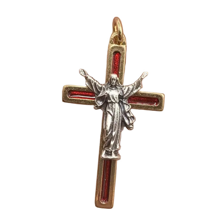 1.5" SMALL GOLD AND RED CRUCIFIX