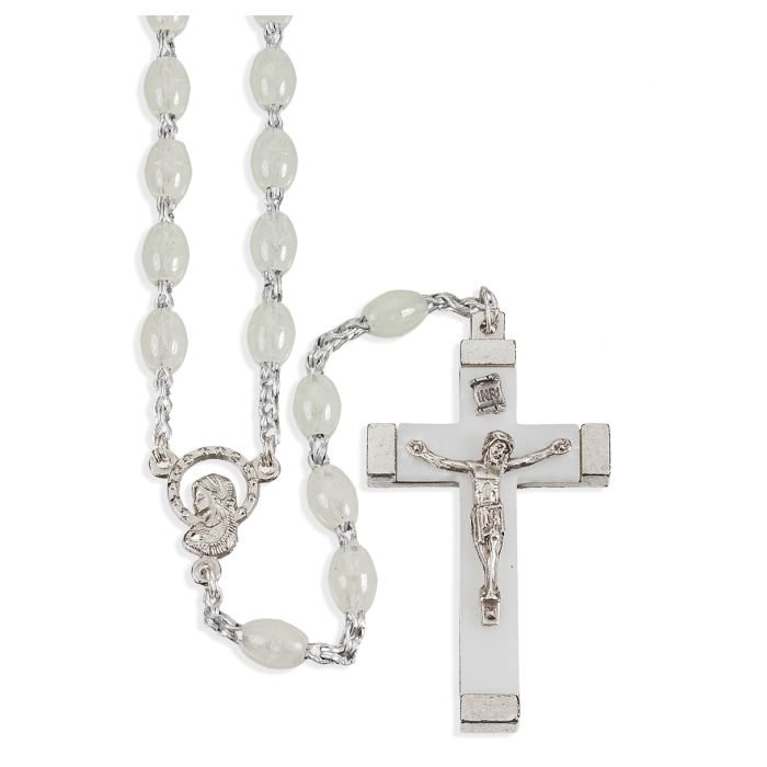 Luminous Acrylic Bead Rosary with Metal Bound Crucifix