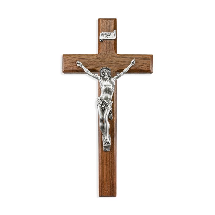 12" Walnut Cross with Fine Pewter Corpus A-1 CUADROS