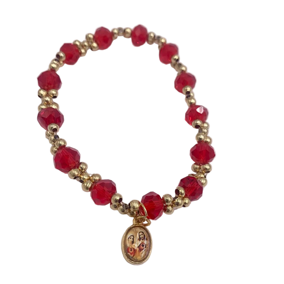 GOLD AND COLORFUL BRACELETS WITH DIFFERENT MEDALS