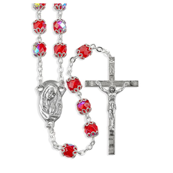 Double Capped Ruby Bead Rosary