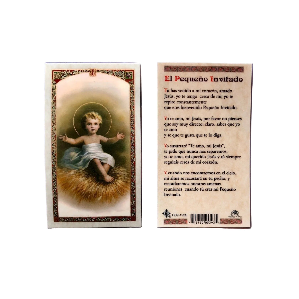 El Pequeno Invitado Prayer Card (Spanish)