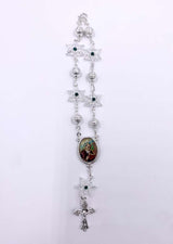 SILVER ONE-DECADE ROSARY WITH  CLEAR STARS