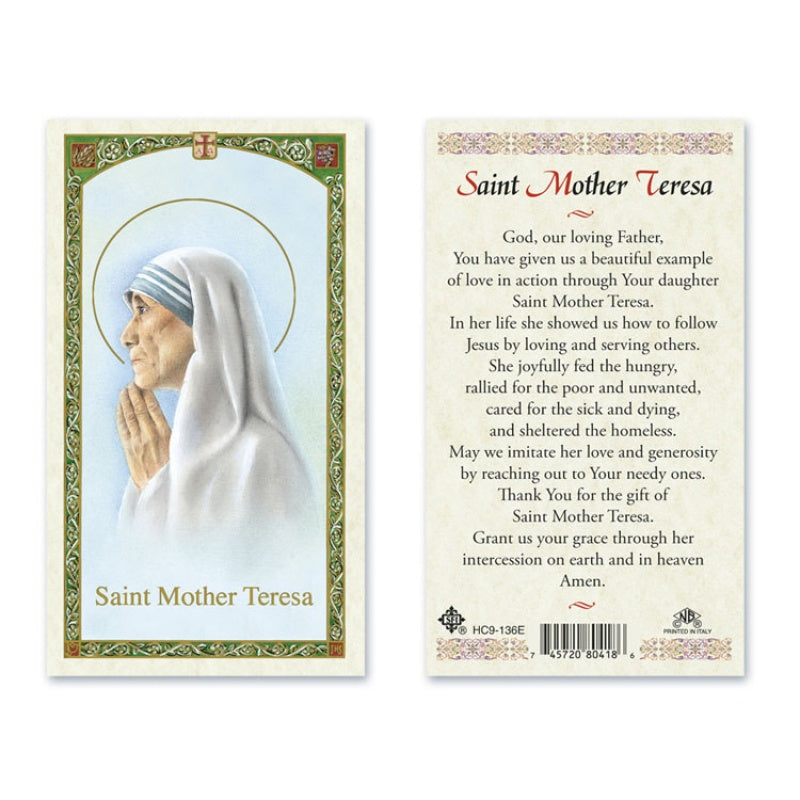 Saint Mother Teresa Laminated Prayer Cards