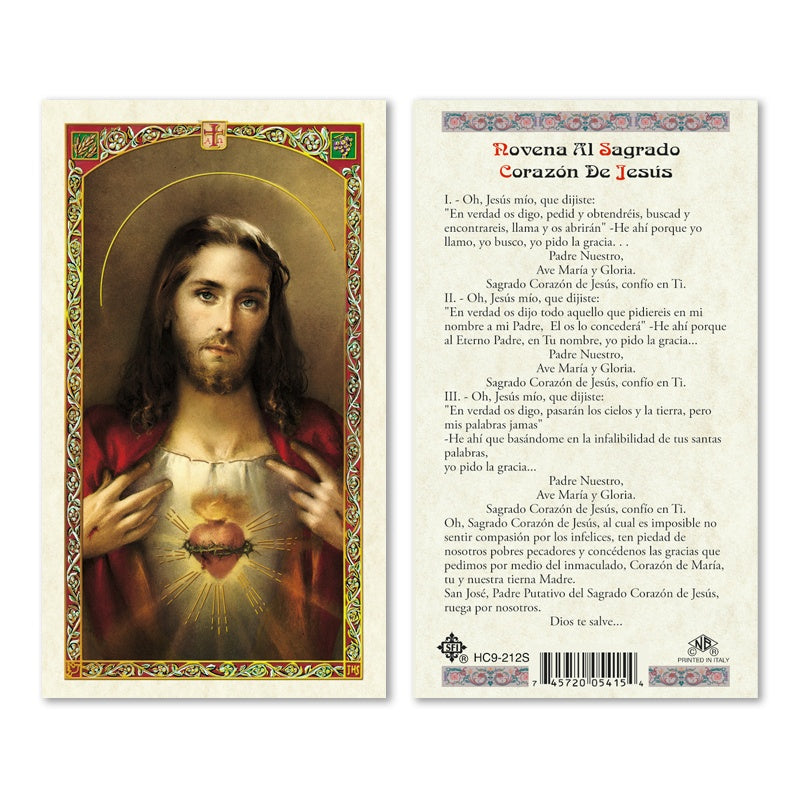 Novena al Sagrado Corazon De Jesus - tarjeta plastificada