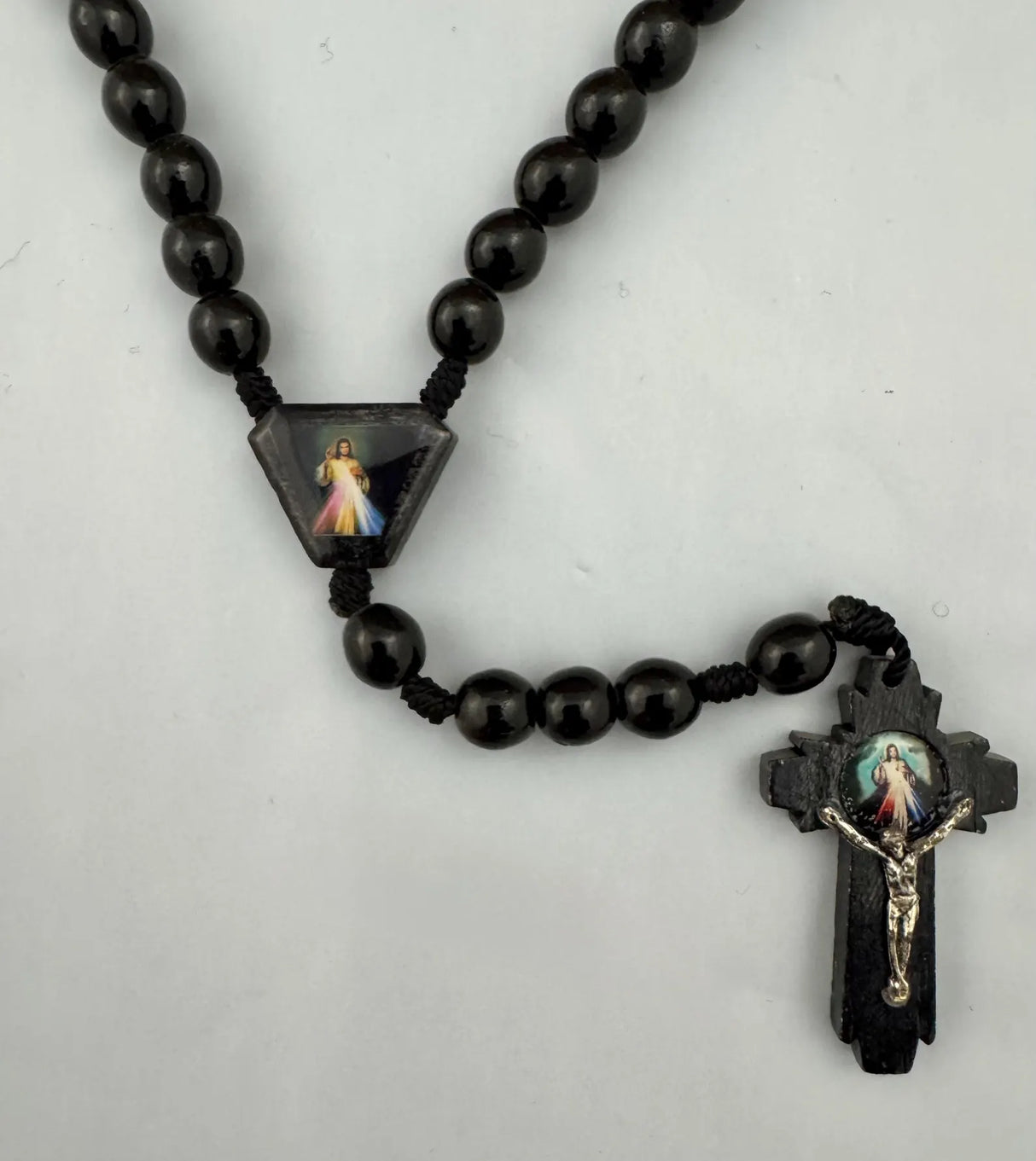 Divine Mercy Jesus Black Wooden Rosary