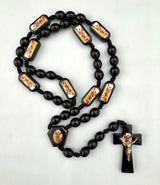 St. Michael Archangel Black Wooden Rosary